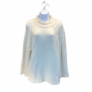 Cable Mock Neck Raglan Pullover Sweater Size Medium